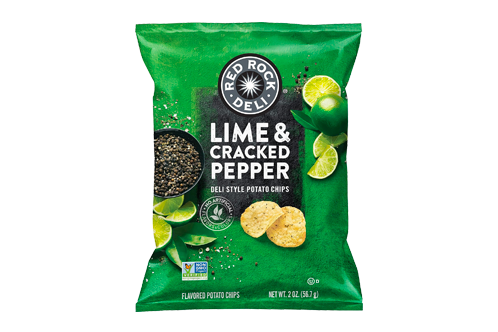 Red Rock Deli Style Potato Chips, Lime & Cracked Pepper, 2 Ounce (12 Count)